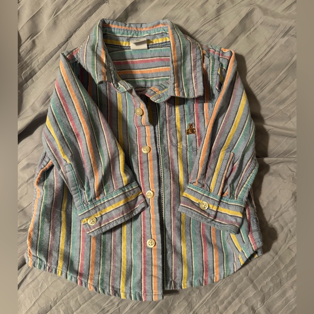 BabyGap Baby 6–12M Colorful Striped Long Sleeve Button-Down Shirt